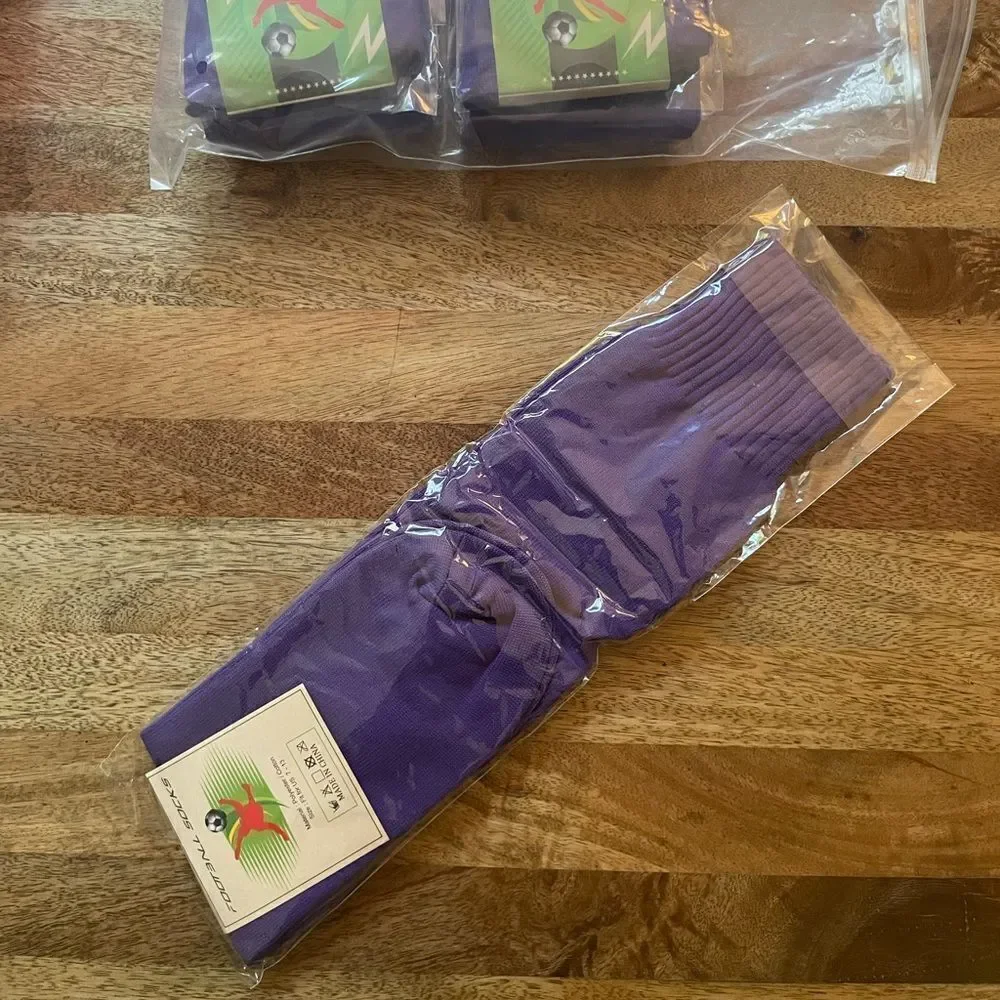 Royal Purple athletic high socks for sports pep rally school size 7-13 (5 Pairs)